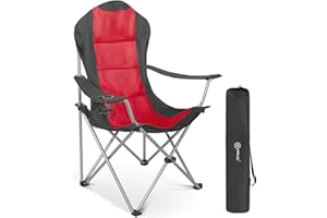 HOMECALL 30191 Silla de camping plegable con portavasos - 109.0 cm*60.0 cm*86.0 cm , negro/rojo