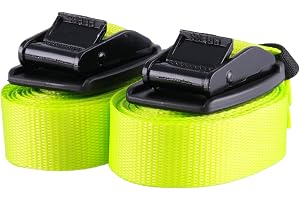 Uppsättning av 2 Sandax-spännremmar med klämlås och spännskydd av gummi – längd: 4 m, bredd: 25 mm – spännremmar kan belastas