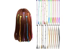 WEONE 24 Piezas Neón Extensiones Colores Niña, Extensión de Cabello Trenzas Postizas Accesorios de Peinado de Cabello con Mini Clips de Pelo para Cosplay El Rendimiento Escolar Fiesta de Baile