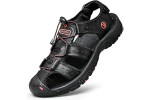 Unitysow Sandales de Marche Homme Bout Fermé Cuir Extérieur Sport Trekking Randonnée Été Nu Pied Plage 39-46