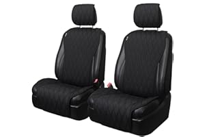 Leader Accessories 2er-Set universelle PKW-Sitzauflagen Vordersitz atmungsaktive Autositzbezüge rutschfeste Schutzbezüge abgesteppte Autoschonbezüge Seitenairbag Kompatibel (Schwarz)