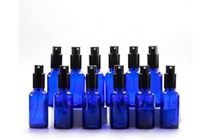YIZHAO Bottiglie Spray Vetro 30ml, Blu Spruzzino Nebulizzatore Piccolo, per Olii Essenziali, Profumo, Pulizia, Cosmetici, Viaggio, Farmacia - 12 Pcs