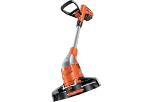 BLACK+DECKER Coupe-Bordures Sans Fil 18V, Coupe-Bordures Electrique 23 cm avec Batterie 2 Ah, 2 Vitesses, Tête Pivotante 180°, Tube Télescopique et 2 Poignée, GLC1823L20-QW Orange/Noir