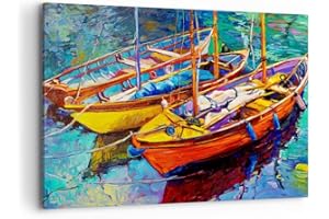 ARTTOR Lienzos decorativos 100x70cm Cuadro Sobre Lienzo Moderno Barcos colorido la pesca el agua Grande Dormitorio Cocina Cuadros Pared Imágenes Cuadros Decoracion Salon Wall Art Prints Decor AA100x70-2858