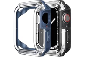 CaseBot Etui ochronne, kompatybilne z Apple Watch 7 41 mm – [2 sztuki], odporne na uderzenia, etui ochronne do iWatch Series 7, czarne + niebieskie