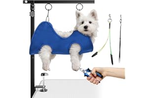 JOSMIMIC Faltbarer Hundepflegetisch-Arm mit Tischklemme – Höhenverstellbar 66–102 cm, Grooming-Arm mit Hängematte & Anti-Sitz-Schlaufe, Hunde-Fixierung für kleine & mittelgroße Hunde, Zuhause oder Salon