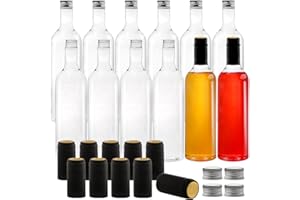 WUWEOT 12 Pack Plastic Wine Bottles Reusable, 750ml Clear Empty Bordeaux-Style Wine Bottles With Screw Lid and Shrink Capsules Caps
