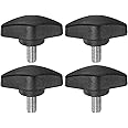 sourcing map 4pcs Tee Wing Knobs Thumb Screws M6 x 12mm Standard Male Thread Plastic T Knobs Handles Hand Clamping Thumbscrew, Black