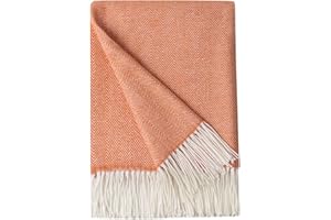 BOURINA Herringbone Sofa Throw Blanket Faux Cashmere Lightweight Soft Cozy Couch Bed Chair Fringe Throw Blankets 127 x 152cm,Orange