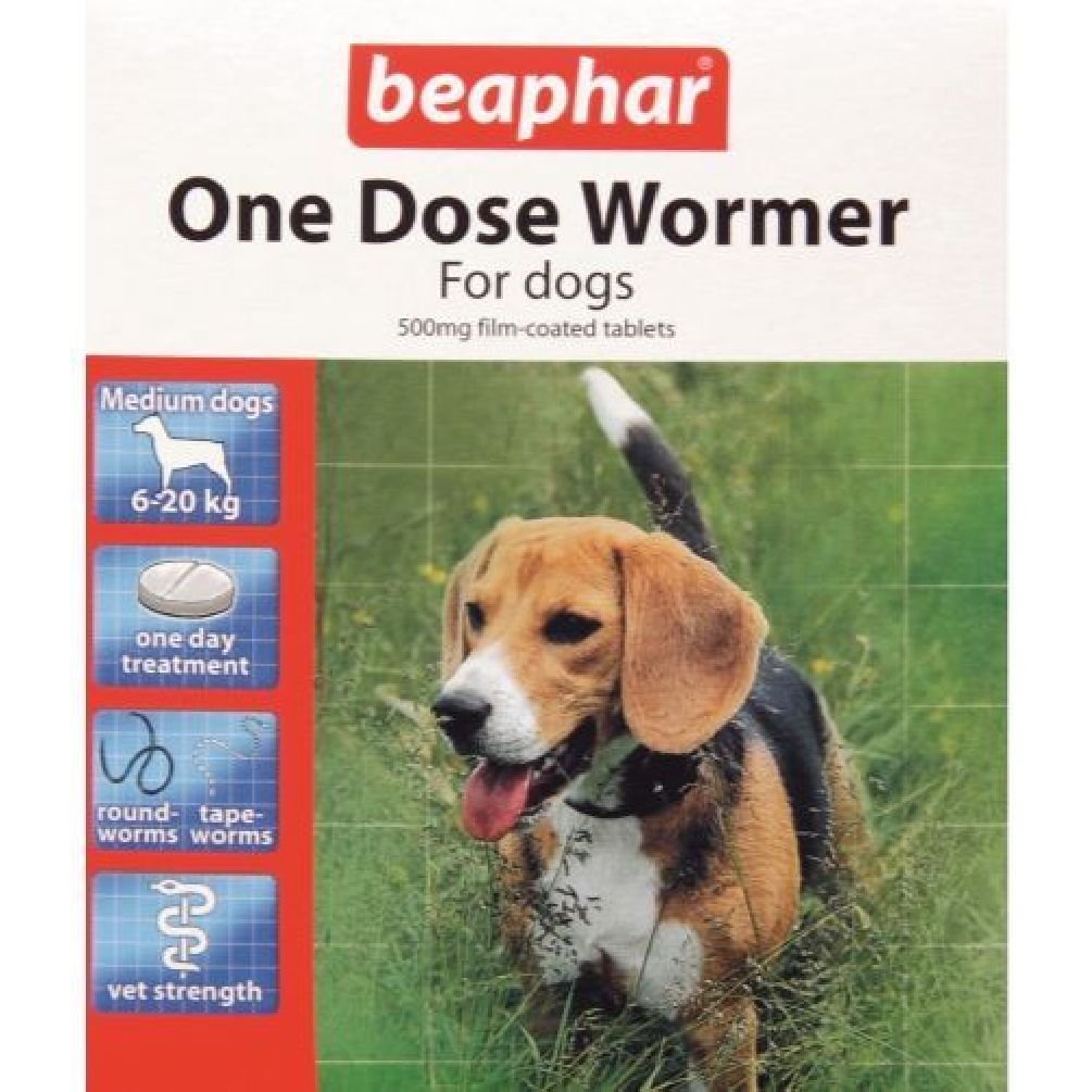 PonZE Beaphar One Dose Wormer Tablet Worming For Medium Dogs Dewomer Upto 20 Kg Dogs.co.uk