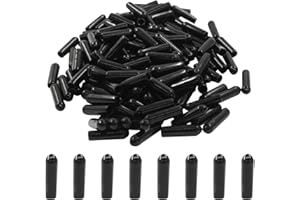 Cjueiom 120pcs Black Rubber End Caps, 3mm / 1/8 inch ID Round Rubber Protectors, Vinyl Bolt Covers for Screws, Tubes, Cables, Wires, Cyling