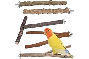 VAIAV Posatoi per Uccelli 5 Pezzi Posatoi Naturali Accessori per Uccelli Accessori in Legno con 10 Rondelle e 5 Viti a Farfalla per Pappagalli, Uccelli