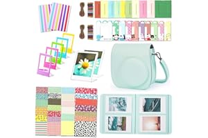 Leebotree Instant Camera Accessories Compatible with Instax Mini 12 Instant Film Camera, Include Case/Album/Wall Hang Frames/Film Frames/Border Stickers/Corner Stickers (Mint-Green)