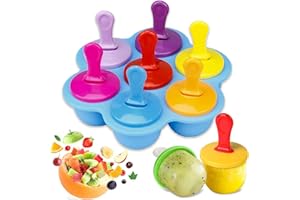 DREAKU Ice Lolly Moulds, 7 Cavities Silicone Ice Lolly Moulds with Plastic Sticks, Reusable Popsicle Moulds and Storage Container for Homemade Food, Kids Ice Cream DIY Ice Pop Molds BPA Free (Blue)
