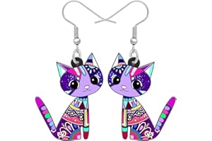 LONYOO Acrylique Chaton Boucles d’oreilles Chat Pendantes Anime Bijoux de Chat Cadeaux Femmes Filles Charms