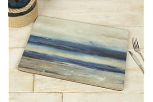 CREATIVE TOPS Juego de 6 manteles Individuales, Parte Posterior de Corcho, diseño de vinos, Madera, Azul, Medium Placemats