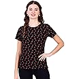 Stories.Label Women 100% Cotton Printed Tshirt in Ribbed Neck Includes Plus Sizes, Regular Fit and Half Sleeves (Sizes Small -5XL)