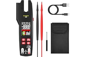 MAXRIENY Mordaza abierta amperiómetro de pinza termómetro infrarrojo 600A CC CA corriente probador eléctrico de pinza VFC Capacidad diodo Amp Continuidad Probador de voltaje con batería recargable