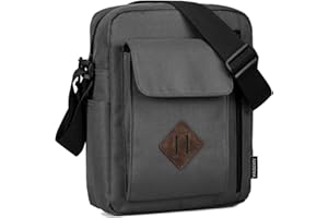 VASCHY Bolsos Hombre Bandolera, Casual Bolso Bandolera Pequeño Bolsa Mensajero Ligero Bolsos de Hombro Lona Bolsos Messenger para Hombre Mujer para Escuela Trabajo Viaje Diario, Gris
