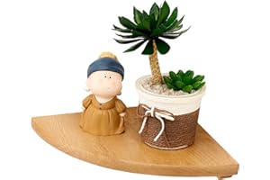 OAKERLAND Etagere d’Angle Flottante en Chêne Bois, Flottant Etagere d’Angle en Bois Rustique avec extrémité Arrondie de Bain Chambre à Coucher Salon Cuisine Bureau