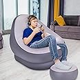 Snivy Inflatable Lounge Chair, Folding Portable Lazy Sofa with Foot Stool, Flocking Recliner Chair, Air Couch Sofa for Indoor Livingroom, Bedroom Office, Outdoor Travel Camping