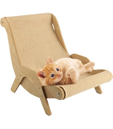 Sedia Relax Per Gatti In Sisal E Legno Massello, Con Cuscino Regolabile E Amaca Per Tutte Le Stagioni