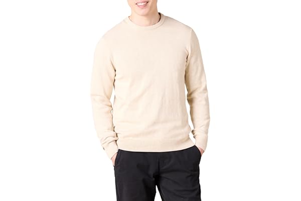 Amazon Essentials Hombre Jersey de Cuello Redondo de Manga Larga, 100% Algodón, Disponible en Tallas Grandes y Altas