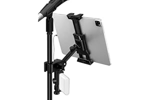 LZSIG Supporto aggiornato per tablet e power bank, supporto per microfono, supporto regolabile per microfono, supporto per iPad, compatibile con iPhone, Android, tutti gli smartphone da 4,7 a 13,5