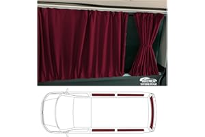BREMER SITZBEZÜGE Rideaux sur Mesure - Protection Solaire - Compatible avec VW T5 T6 T6.1 Transporter Caravelle - Empattement Long avec hayon - Bordeaux - Accessoires de Camping - Accessoires de