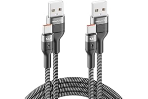 deleyCON 2x 1m Kabel USB-C 3.1A - Kable ładujące i Danych USB-A do USB-C do iPhone 17 16 15 Pro Max Air, Galaxy A16 A56 S25 S24 S23, Pixel, iPad Pro, MacBook, AirPods, Tablet, Switch, PS5