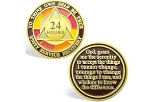 TEIKITIZI 24 Hour Sobriety Chips, Tri-Plate 24hr Sobriety Coin - One Day AA Medallion Recovery Chips Sober Coins for Narcotics Alcoholics Anonymous Recovery Sober Gifts for Men/Women