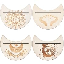 GORGECRAFT Tarotkarten-Ständer Aus Holz – Schwarzer Halbmond Mit Lasergravur, Für Altar-Display & Wahrsagerei