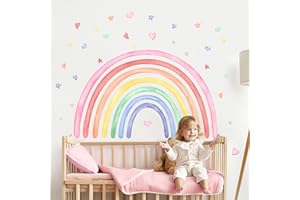 Supzone Adesivi Murali Arcobaleno Bambini - Arcoíris e Decorazioni a Cuore, Sticker da Parete per Camerette Bambini - Adesivi per Asilo Nido e Camera da Letto