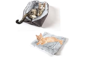 TUAKIMCE Katzenbett Waschbare 2 in 1 Katzenbett Katzendecke Flauschige Katzenbett Plüsch Weich Katze Schlafen Bett Schlafen Katzensofa katzenbettchen