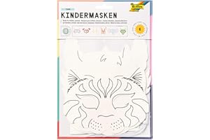 folia - Maski dziecięce, z kartonu, 6 sztuk, białe, do samodzielnego malowania i tworzenia, dla dzieci, chłopców i dziewczynek, idealne na urodziny dziecka i imprezy