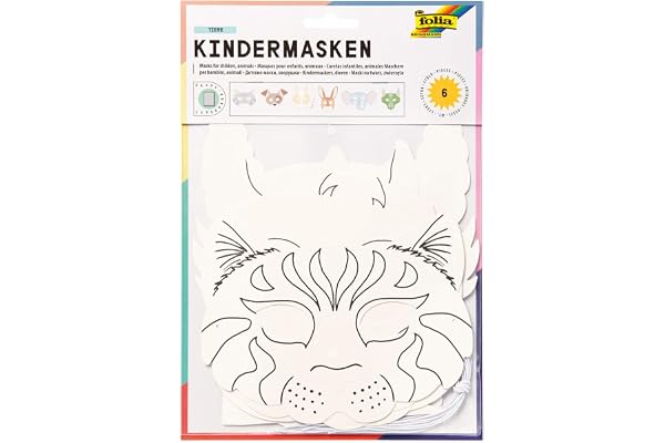 folia - Lot de 6 masques en carton blanc pour enfants à peindre soi-même pour enfants garçons et filles, idéal pour les anniversaires d'enfants et les fêtes