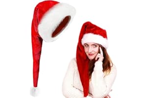 TTSVECD Weihnachtsmütze Erwachsene, Nikolausmütze Lang Weihnachtsmützen Herren Damen, Rot Plüsch Weihnachtsmann Mütze mit Dicker Fellrand, Weihnachten Kostüm Lustig Santa Clause Mütze für Weihnachtsfeier