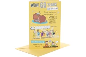 UK Greetings Kartka na 60. urodziny dla niego/przyjaciela | prezenty urodzinowe | dla niego, chłopców, mężczyzn | humorystyczny design | z kopertą | 155 x 235 mm