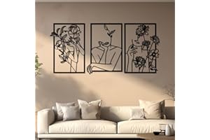 YiYa Nero Decorazione da Parete in Metallo Minimalista Arte Appeso a Linea Singola per Camera da Letto Soggiorno Balcone Galleria