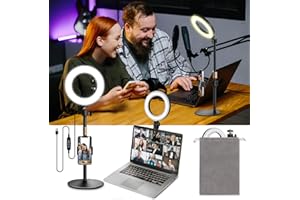 Railee Ring Light avec Trépied et Clip 6" Anneau Lumineux de Table avec Support et Support de Téléphone Lumière pour Vidéoconférence Zoom Laptop Computer Monitor Selfie Vlog Live Streaming