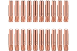 HNJKJEU 20 Stück MB15 15AK Stromdüsen Schweiß Kontaktspitze 0.6mm 0.8mm1.0mm 1.2mm M6x24mm Kupfer Stromdüse Kontaktspitzen Schweißspitzen für 15AK MIG/MAG Schweißbrenner Zubehör Verschleißteile (1.0mm)