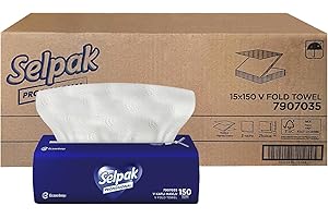 Selpak Professional V Fold Paper Hand Towels, 2 Ply 2250 Sheets Disposable Towels, Interfold White Hand Towels, Super Soft, Strong & Highly Absorbent Hand Paper Towels for Dispenser, Paper Towel