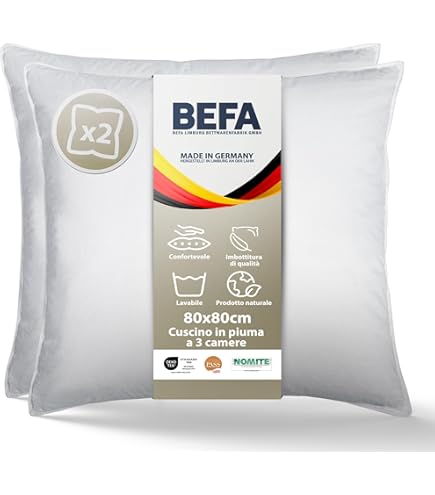 Pack 2 Cuscini In Piuma E Piumino Con Doppio Rivestimento 100% Cotone - Foto 3