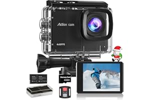 CAMLANCE Cámara Deportiva 4K60FPS con Tarjeta 64GB,131FT Cámara Subacuática con 8X Zoom,64MP HD WiFi Videocámara 170° EIS Cámara de Acción,Camara Acuatica Sumergible con Mando a Distancia,2 * 1350mAh Baterías