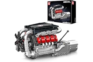 Mould King 10203 Technique V8 Moteur pièces Jouet modèle, MOC V8 Moteur pièces de Serrage Simulation Moteur avec Fonctionnel Moteur kit pour Moteur Auto Ventilateurs (1169 pièces)