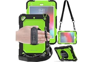TECHGEAR Utility Funda Compatible con iPad Mini 5 2019 / iPad Mini 4 - Funda Protectora Prueba de Choques Resistente Carcasa con Soporte Giratorio de 360 Grados y Correa de Hombro - Verde