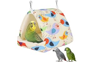 FNAOBAI Bird Bed for Cage Warm Winter Nest Hammock with Hanging Hook Cage Accessories for Small Birds Parakeets Cockatiels Love Birds Cockatiels Conures Hamster (Beige, S)