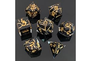 ORUZA 7 PCS Polyhedral DND Dice Resin Sharp Edge Die D&D Dice Set for Dungeons and Dragons RPG MTG Table Games