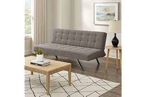 EVERGREENWEB MATERASSI & BEDS EVERGREENWEB - Divano Letto 3 Posti Clic Clac in Tessuto Imbottito colore Tortora, Design Moderno, Schienale Reclinabile e Trasformabile in Comodo Letto con Materasso in Foam, Gambe Cromate, SCARLETT