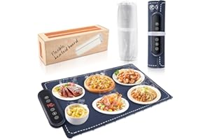 NASTOPEE Chauffe Plat Électrique avec 6 Temp（50-100 °C), Laque Chauffante électrique Portable pliable en Silicone Affichage ℃/℉ Facile à Nettoyer pour Buffet, fête, Décongélation, Réceptions Garder au ChaudZ